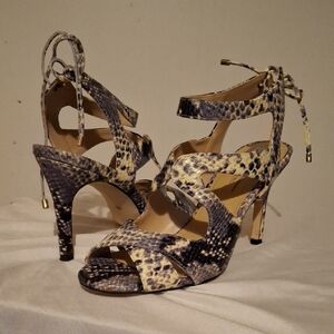 BCBGMaxAzria Snakeskin Strappy Heels